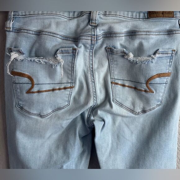 American Eagle Outfitters Light Blue Ripped Skinny Jeans - Picture 4 of 14